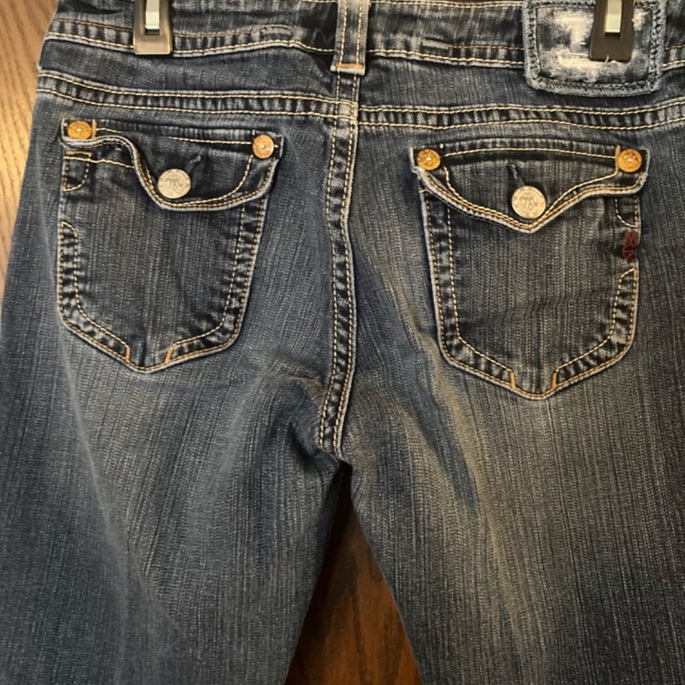 MEK Jeans NEW YORK Boot Cut distressed stitched Western flap pocket